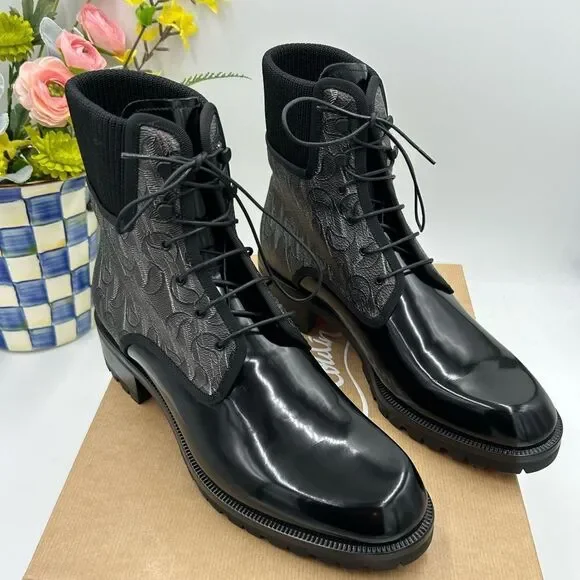 Men's Christian Louboutin Trapman leather boots size 43.5 made in Italy - Picture 1 of 10